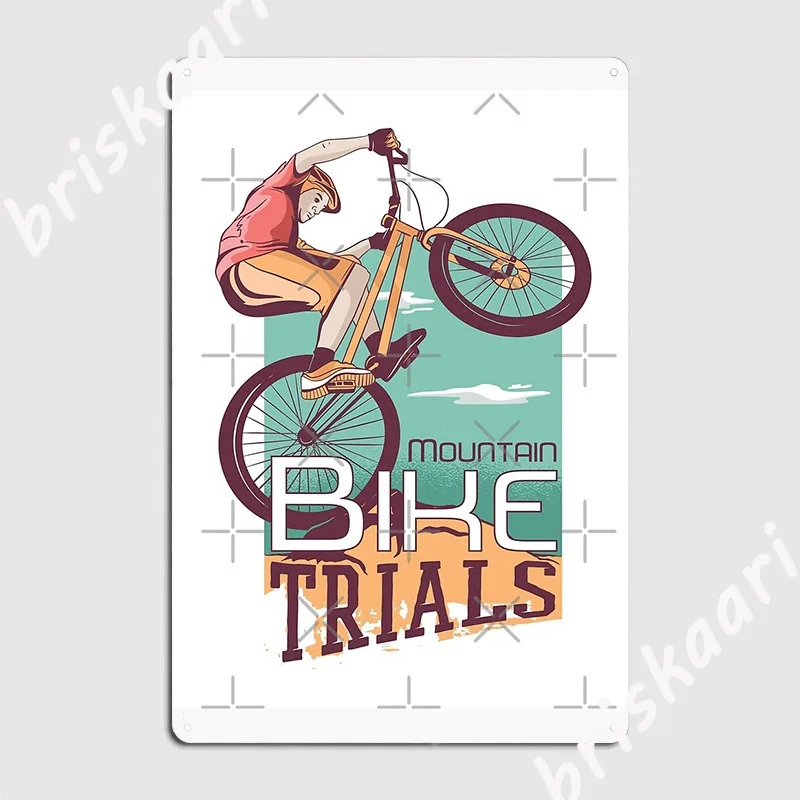 Mountain Biking Europe - Pôster de placa de metal para