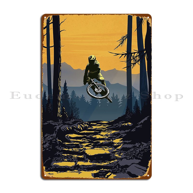 Mountain Biking Europe - Retro Estilo Metal Sinais de Downhill