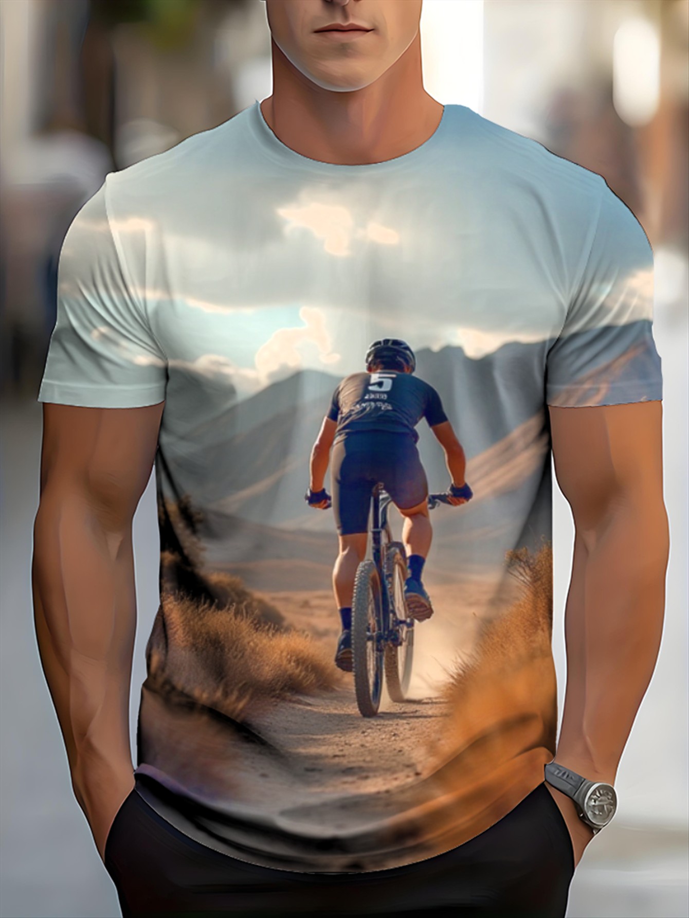 Camiseta masculina para mounta - Mountain Biking For Fitness avaliação e preço