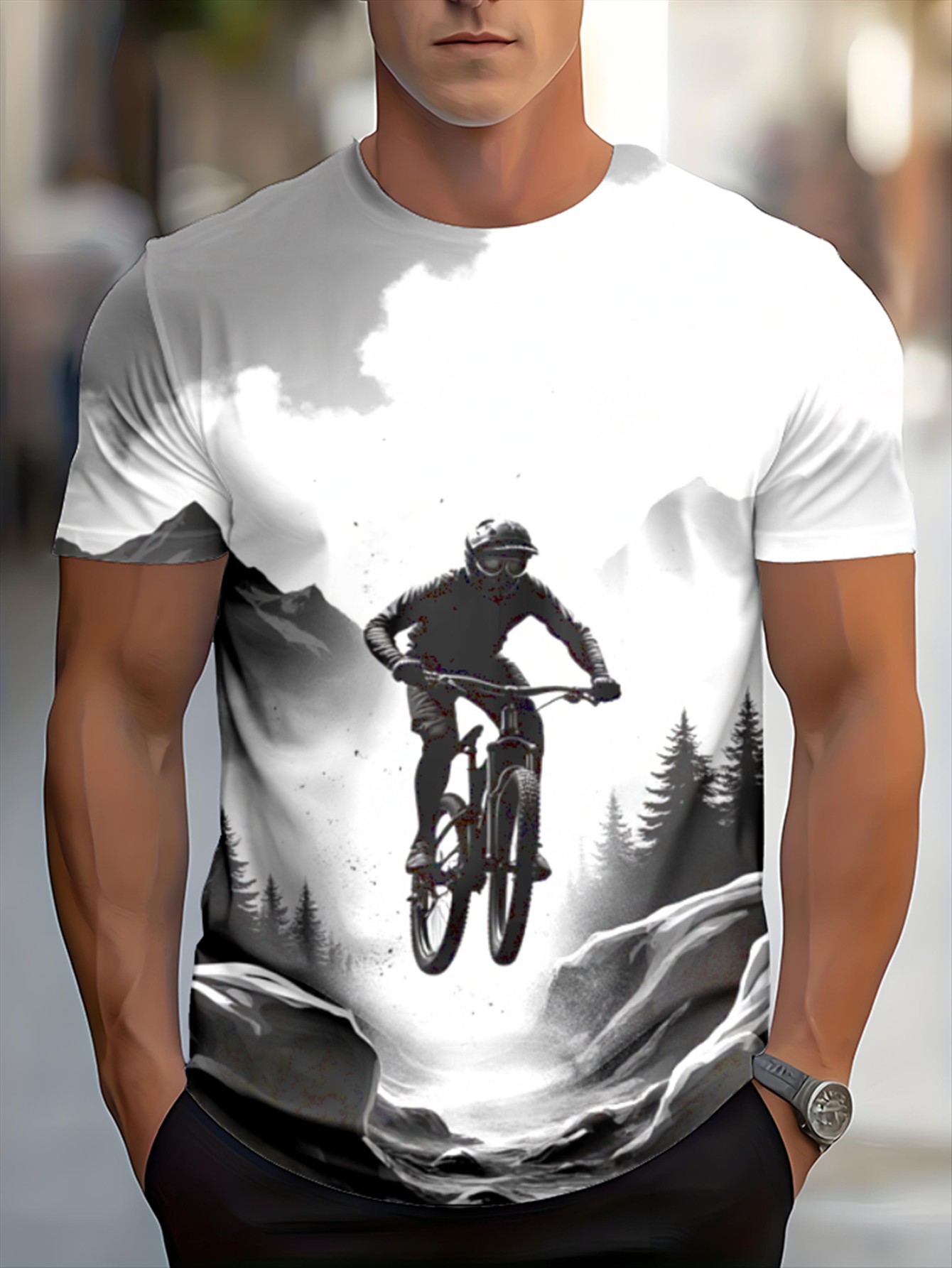 Camiseta masculina para mounta - Mountain Biking For Fitness avaliação e preço